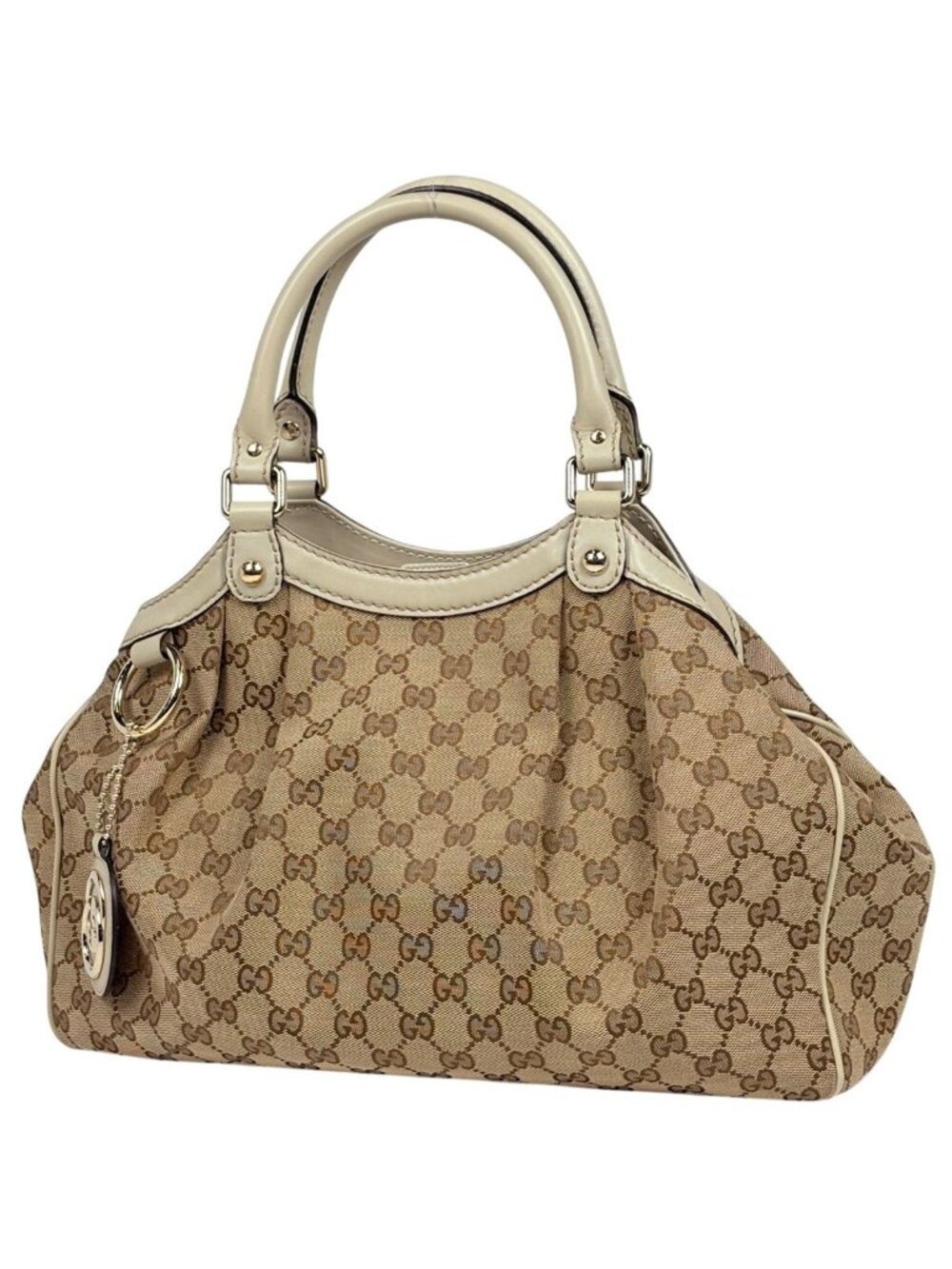 Gucci GG Pattern Ski Handbag Canvas Beige Ivory